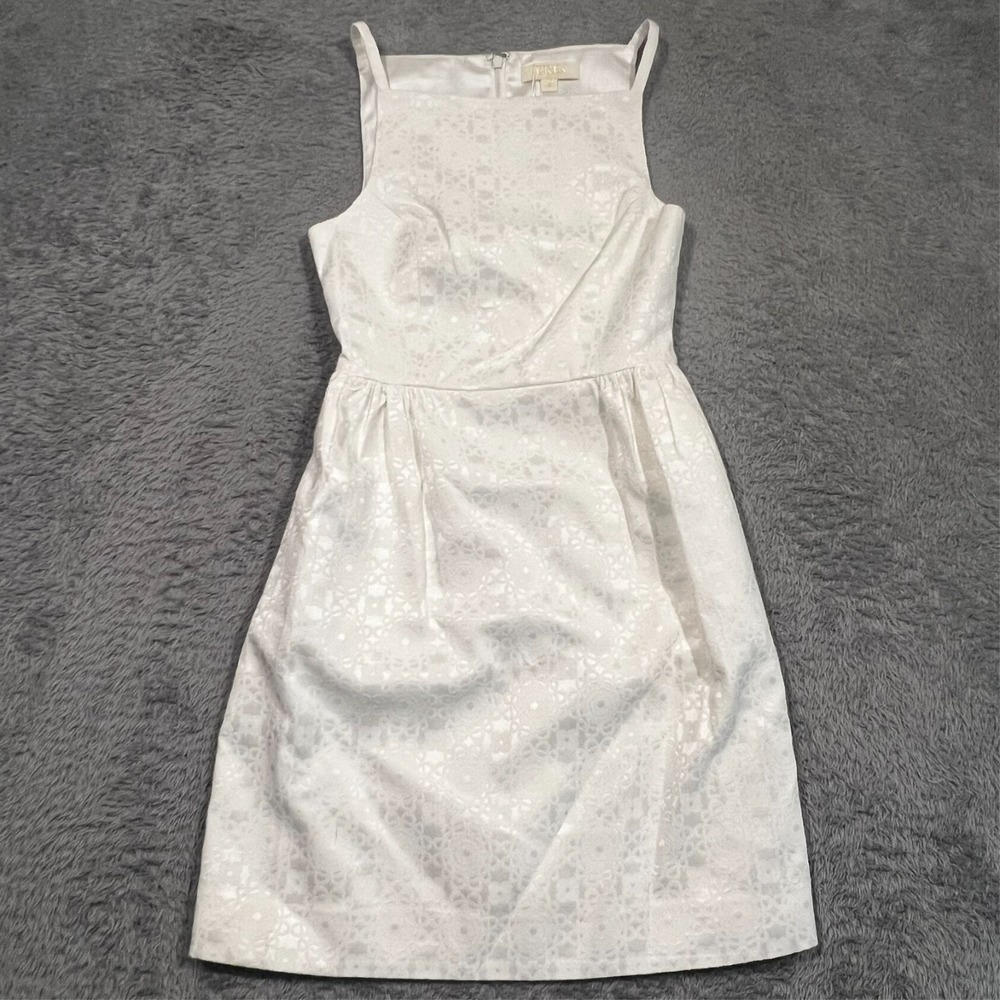 Erin‎ Fetherston Fit & Flare Dress Geometric Metallic White Silver Women's 0